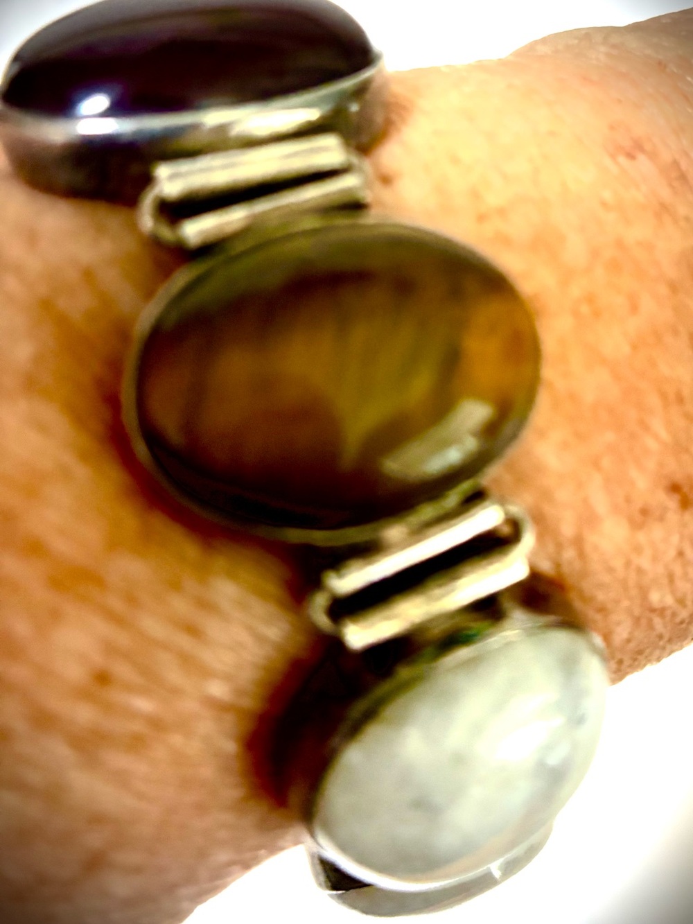 Vintage Victorian Sterling Silver Multi-Gem Link Bracelet - Picture 5 of 5